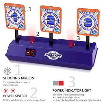 UWANTME DOTH Electric Target Scoring Auto Reset Shooting Digital Target for Nerf Guns Blaster