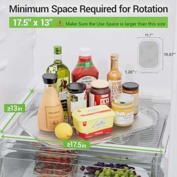 LAMU Lazy Susan Fridge Organizer - 15.67''x11.7''