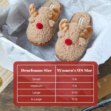 Reindeer Novelty Slippers for Women - Large Size