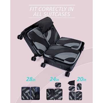 BAGSMART Compression Packing Cubes for Travel, 6 Set Travel Packing Cubes for Suitcases, Compression Suitcase Organizers Bag Set & Travel Cubes for Luggage, Lightweight Packing Organizers Black