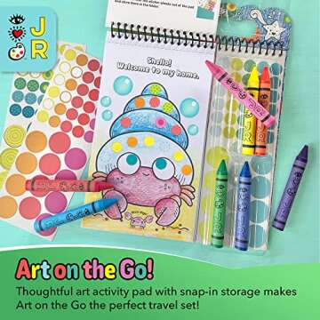 Bright Stripes Travel Coloring Kit for Kids: Art On the Go Coloring Books and Crayons, Sticker Activity Book - Mess-Free Collage Fun for Ages 3+ (Art On The Go, Going Dotty Ocean)