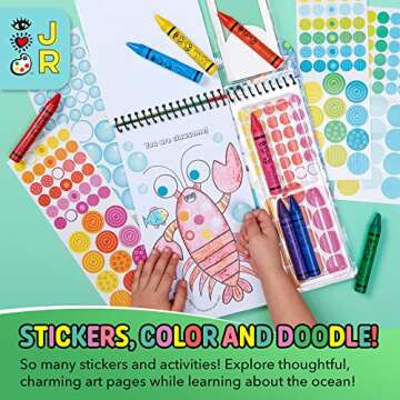 Bright Stripes Travel Coloring Kit for Kids: Art On the Go Coloring Books and Crayons, Sticker Activity Book - Mess-Free Collage Fun for Ages 3+ (Art On The Go, Going Dotty Ocean)