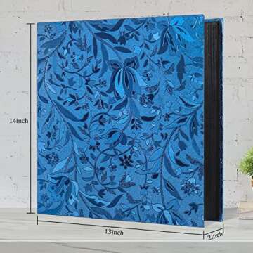 RECUTMS Photo Album 4x6 600 Photos PU Leather Cover Large Wedding Photo Books Black Pages Horizontal and Vertical Family Album Gift Memory Book (Blue S-Leaf)