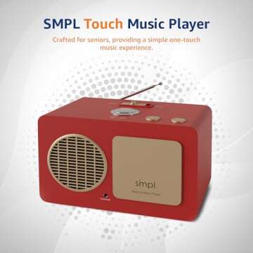 SMPL One-Touch Music Player & Radio - Audiobooks, MP3, Retro Wooden Design, Quality Sound, 8GB USB w/ 40 Nostalgic Hits, Songs of America, Durable Build, Live Technical Support