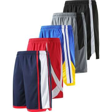 Liberty Imports 5 Pack Big Boys Youth Athletic Mesh Basketball Shorts with Pockets Quick Dry Activewear