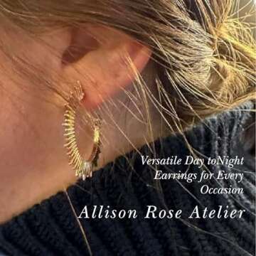 ALLISON ROSE ATELIER – Women’s Spike Earrings – 16k Gold Plated Open C Sun Hoop Earrings – Cool Earrings – Spike Hoops – Gold Boho Statement Earrings