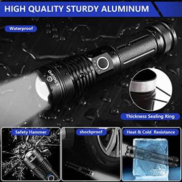 Esgofo Flashlights High Lumens Rechargeable,1000000 Lumens Super Bright Handheld LED Flash Light,Powerful Emergency Linternas, Waterproof, Long Lasting, for Hiking Camping Gift