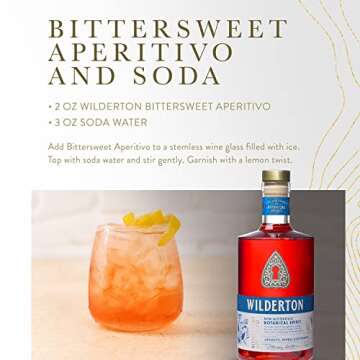 Wilderton Bittersweet Aperitivo Non Alcoholic Spirits - Botanical Spirit with Grapefruit, Orange Blossom and Aromatic Herbs - Zero Proof Alcohol Free Drinks – 25.4 fl oz