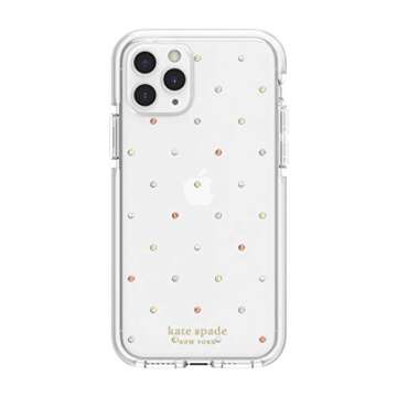 kate spade new york Pin Dot Case for iPhone 11 Pro,Polyurethane,Scratch-resistant - Defensive Hardshell with White Bumper