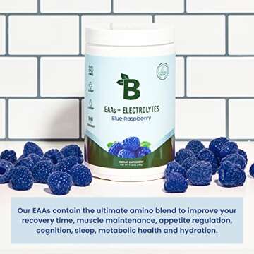 Bloom Nutrition Essential Amino Acids Powder | EAA + BCAA Supplement | Supports Lean Muscle and Hydration | Sugar Free EAAs + BCAAs | Intra + Post Workout Recovery & Energy (Blue Raspberry)