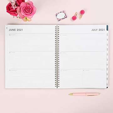 Blue Sky 2021-2020 Academic Year Weekly & Monthly Planner, 8.5" x 11", Frosted Flexible Cover, Wirebound, Roosevelt Pink (128692)