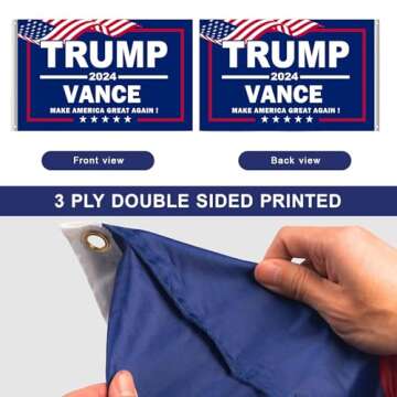 Trump Vance 2024 Flags 3x5 Outdoor made in usa Double Sided 3 Ply Heavy Duty Trump 2024 Flags Banner for Outside with 2 Brass Grommets UV protection Fade Resistant for Indoor Outdoor Decorations