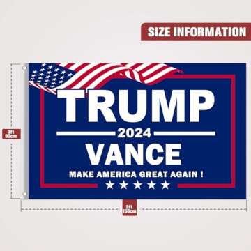 Trump Vance 2024 Flags 3x5 Outdoor made in usa Double Sided 3 Ply Heavy Duty Trump 2024 Flags Banner for Outside with 2 Brass Grommets UV protection Fade Resistant for Indoor Outdoor Decorations