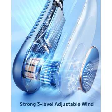 SWEETFULL Portable Neck Fan 360° Cooling Bladeless Personal Fan | No Hair Twisting - 4000mAh USB Rechargeable Wearable Fan for Travel, Birthday Gifts for Men, Women, Mom, and Dad