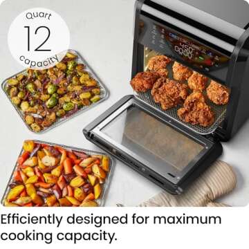 Chefman 12-Quart 6-in-1 Air Fryer Oven with Digital Timer, Touchscreen, and 12 Presets - Family Size Countertop Convection Oven, Dishwasher-Safe Parts