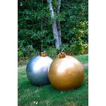 Elf Logic 24” Yardament - Large Inflatable Oversized Christmas Ornament - Outdoor Christmas Decoration - Use as Festive Christmas Yard Decoration (Gold)