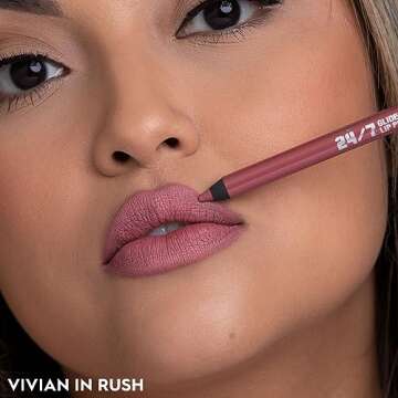 URBAN DECAY 24/7 Glide-On Waterproof Lip Pencil (Rush - Pink Mauve with Soft Pearl), Smudge-Proof, Longwearing Lip Liner, Smooth & Creamy Colors, Moisturizing Formula with Vitamin E - 0.04 oz