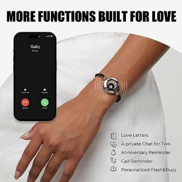 TOTWOO Touch Bracelets for Couples, Vibration & Light up for Love Couples| Long Distance Relationship Gifts for Girlfriend Bluetooth Pairing Jewelry