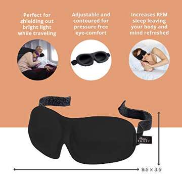 Bucky 40 Blinks No Pressure Solid Eye Mask for Sleep & Travel, Black, One Size