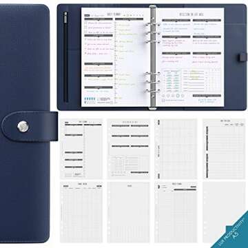 LUX Productivity PRO A5 Planner – Best Undated Diary/Organizer - Daily Schedule & Reflection Journal - Manage Time/Projects/Finances/Goals/Gratitude/Happiness - (Navy Blue)