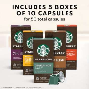 Starbucks by Nespresso Original Line Variety Pack Coffee, 50-count Espresso Pods