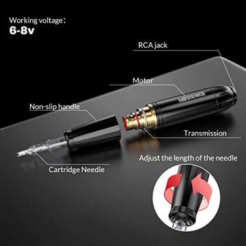 Tattoo Gun Kit Cartridge Tattoo Machine Kit Tattoo Kit Tattoo Pen Kit for Beginners Rotary Tattoo Pen Type Machine Kit Complete Tattoo Supplies WTK070