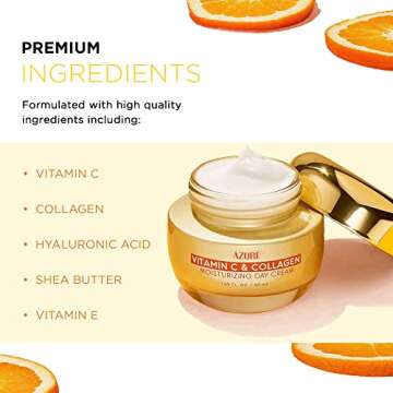 Azure Dermatologist Tested Vitamin C Face Moisturizer - K Beauty Anti-Aging, Glowing & Deep Hydration Face Cream - Korean Skincare - All Skin Types 1.69 fl oz