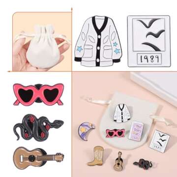 beyonday 8pcs Creative Singer Enamel Pins with Velvet Bag, Lyrics Album Inspired Pins for Fans Concert Friendship Brooch Music Lapel Pins on Backpacks Clothes Jeans Hats Gifts for Enthusiasts Women Adults (Singer B SET, 8)