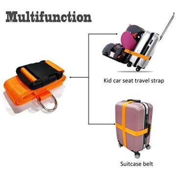 Car Seat Belt Strap to Suitcase, Convert Kid Car Seat and Carry-on Luggage to Airport Stroller Carrier,Safe Travel Solution for Transport (Orange)