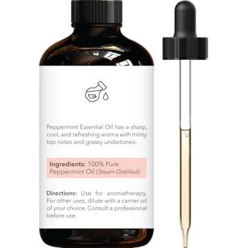 Brooklyn Botany Peppermint Essential Oil - Huge 4 Fl Oz - 100% Pure and Natural - Premium Grade with Dropper - for Aromatherapy and Diffuser