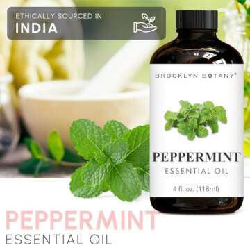 Brooklyn Botany Peppermint Essential Oil - Huge 4 Fl Oz - 100% Pure and Natural - Premium Grade with Dropper - for Aromatherapy and Diffuser