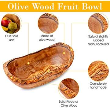 OLIVANERA olive wood rustic dipping bowl 5,5*2.5*2.5 inch,decorative wooden bowl, small wooden bowl, Handcrafted mixing Bowls for Serving Nuts Desserts Fruits, and Accent Decor Gifts for Any Occasion