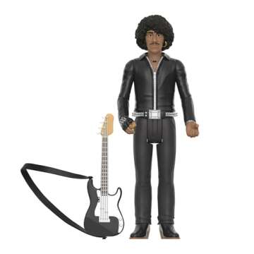 Super7 Thin Lizzy Phil Lynott (Black Leather) - 3.75" Thin Lizzy Action Figure with Accessory Classic Rock Collectibles and Retro Toys