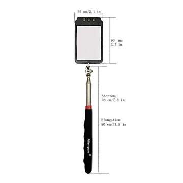 LED Telescopic Inspection Mirror - 360° Rotation Tool