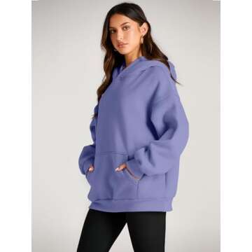 Trendy Queen Womens Oversized Hoodies Fleece Sweatshirts Long Sleeve Sweaters Pullover Fall Outfits Winter Clothes Blue Purple XL