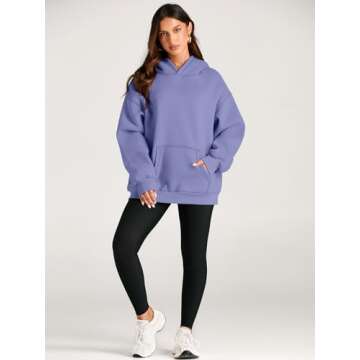 Trendy Queen Womens Oversized Hoodies Fleece Sweatshirts Long Sleeve Sweaters Pullover Fall Outfits Winter Clothes Blue Purple XL