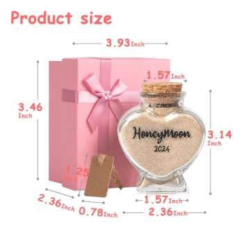 Qunrwe 2024 Honeymoon Sand Jar,Honeymoon Essentials Bridal Shower Gift Newlywed Wedding Gift Bride Gifts for Couples,Corked Glass Bottle with Love Message Pills (Gift Box Includes)