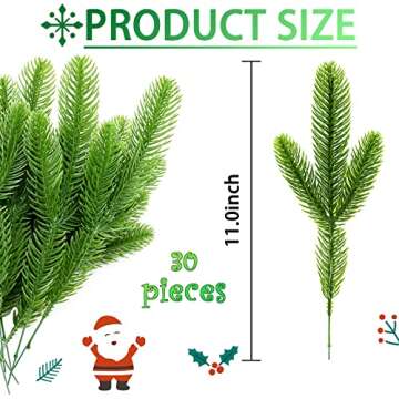 MEMOVAN 30pcs Artificial Pine Branches Green Plants Pine Needles Greenery Pine Picks Holiday Floral Picks for DIY Garland Wreath Crafts Christmas Tree Gift Wrap Home Garden Decoration