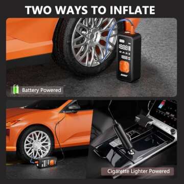 Portable Tire Inflator with LED Light and Digital Gauge