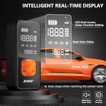 Portable Tire Inflator with LED Light and Digital Gauge