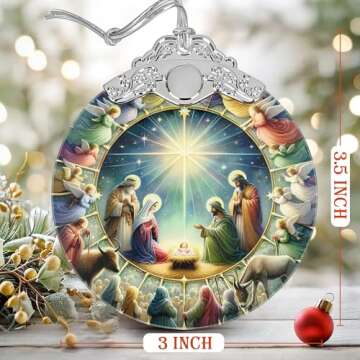 3" Stained Glass Nativity Ornament for Christmas