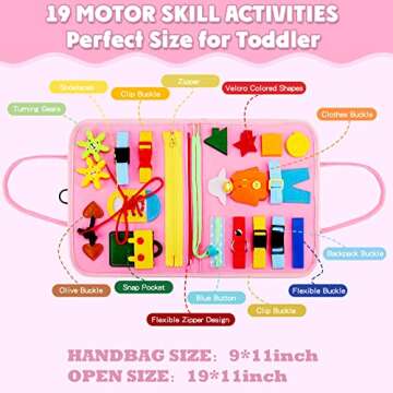 Guolely Busy Board Montessori Toy for 1 2 3 4 Year Old Toddlers - Educational Activity Developing Sensory Board for Basic Dress Fine Motor Skills - Travel Toys for Plane Car, Gift for Boys Girls