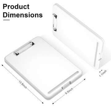 Hongri Clipboard with Storage, 8.5 x 11 Nursing Clip Board Foldable Storage for Nurses, Lawyers, Students, Classroom, Office, School, Size 13.4 x 9.4 X 0.9 in, White