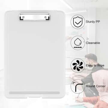 Hongri Clipboard with Storage, 8.5 x 11 Nursing Clip Board Foldable Storage for Nurses, Lawyers, Students, Classroom, Office, School, Size 13.4 x 9.4 X 0.9 in, White