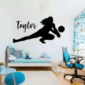 Personalized Volleyball Wall Decal for Girls' Room Decor