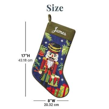 Let's Make Memories Personalized Needlepoint Christmas Stocking - Embroidered Family Stockings - Old-Fashioned Christmas Décor - Mantel Décor - 8"x17" - Customized Embroidered Name - Tree