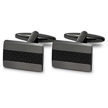 Mr. Van Carbon Fiber Cufflinks - Rhodium Plated