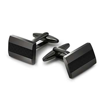 Mr. Van Carbon Fiber Cufflinks - Rhodium Plated