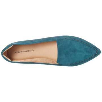 Amazon Essentials Women's Loafer Flat, Dark Turquoise Microsuede, 5