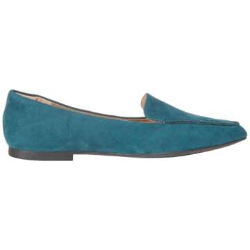 Amazon Essentials Women's Loafer Flat, Dark Turquoise Microsuede, 5